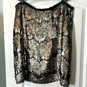 Elie Tahari Black and Gold Sequin Skirt